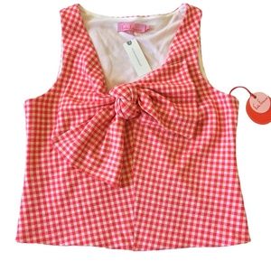 Eva Franco Gingham Sleeveless Bow Top